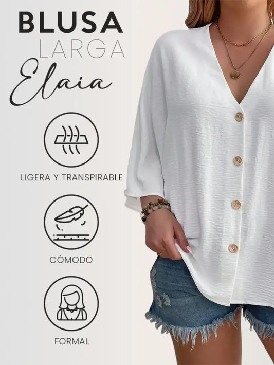 Blusa™ - Cuello V Manga Larga Elaia